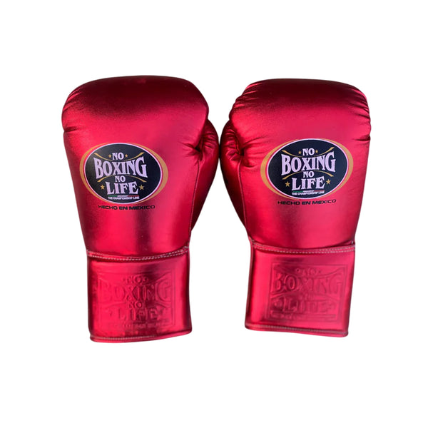 NO BOXING NO LIFE TRAINING GLOVES - METALLIC RED | 100% Pure Leather | Best Choice for Fighters
