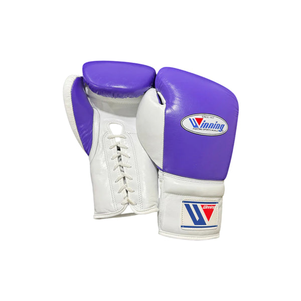 Custom Handmade Purple & White Boxing Gloves | Winnings | Personalise your name | 100% Pure Leather | Best Choice for Fighters | Flat 50 OFF