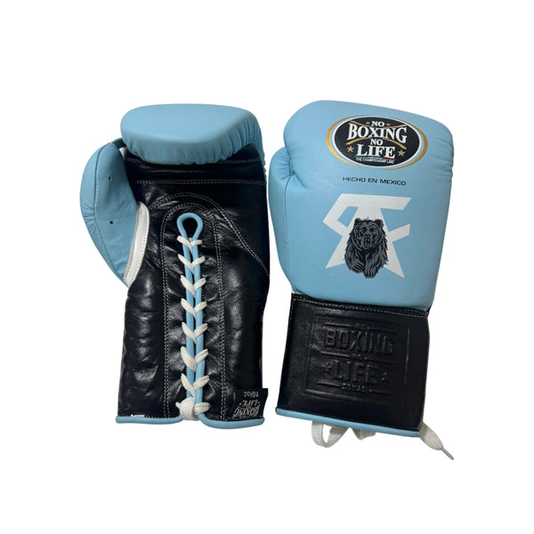 NO BOXING NO LIFE CA WITH BEAR LOGO SPECIAL EDITION TRAINING GLOVES - METALLIC GREEN / METALLIC GOLD  | 100% Pure Leather | Best Choice for Fighters