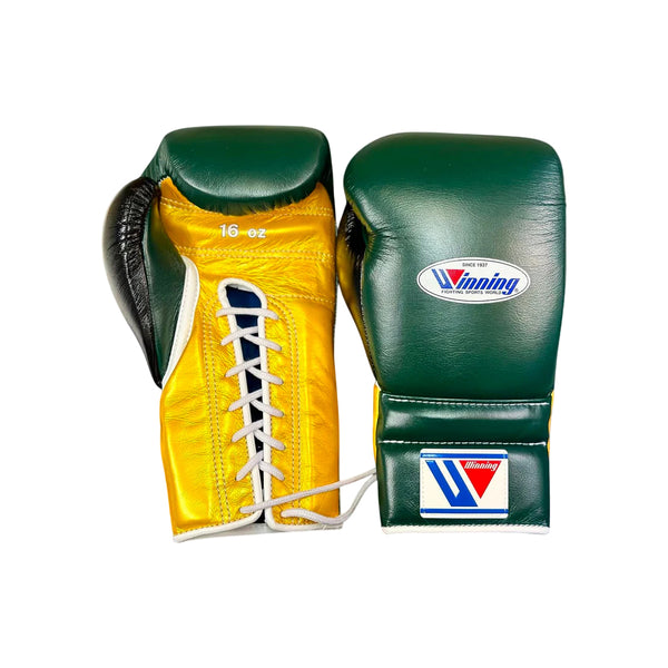 Green & Gold Pro Elite Boxing Gloves | Winnings | Personalise your name | 100% Pure Leather | Best Choice for Fighters