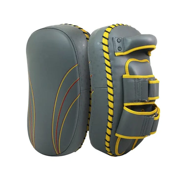Grey Muay Thai Kick Pads — Heavy Strike Training Edition