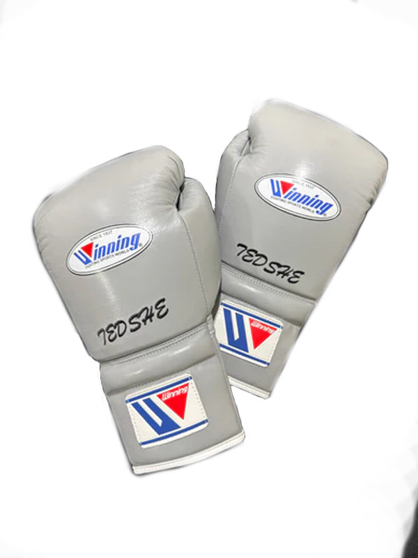 Custom Handmade Grey Boxing Gloves | Winnings | Personalise your name | 100% Pure Leather | Best Choice for Fighters | Flat 50 OFF