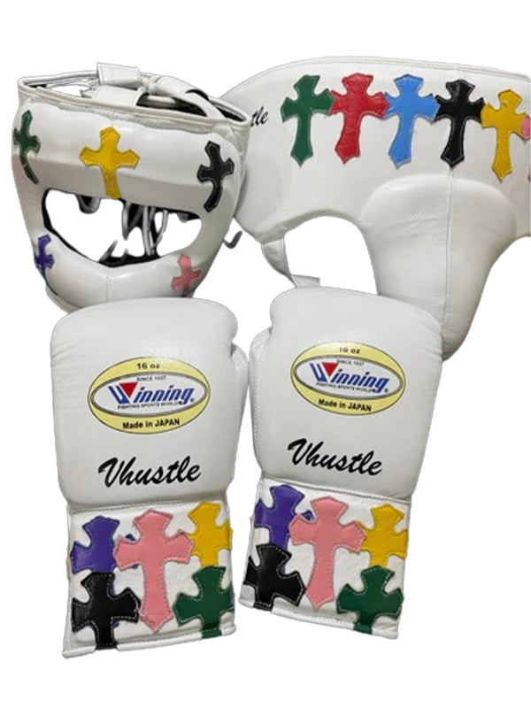 Chrome Hearts Special Edition White Sparring Kit | Custom Handmade | Winnings | Premium Quality | Personalise Your Name | Flat 50% OFF