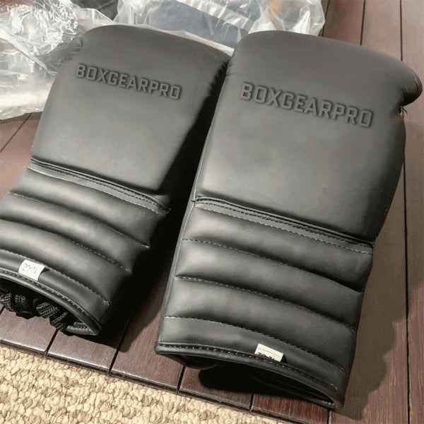 Matt Black and Gold Pro Elite Boxing Gloves | 100% Pure Leather | Best Choice for Fighters