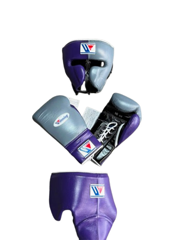 Grey, Purple & Black Custom Handmade Boxing Sparring Kit | Winning | Premium Quality | Personalise Your Name | Flat 50% OFF