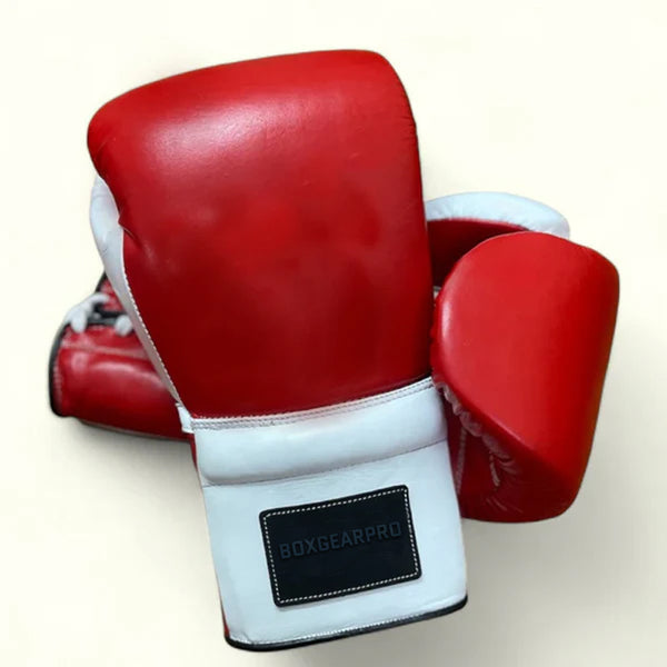 Red and White Pro Elite Boxing Gloves | 100% Pure Leather | Best Choice for Fighters