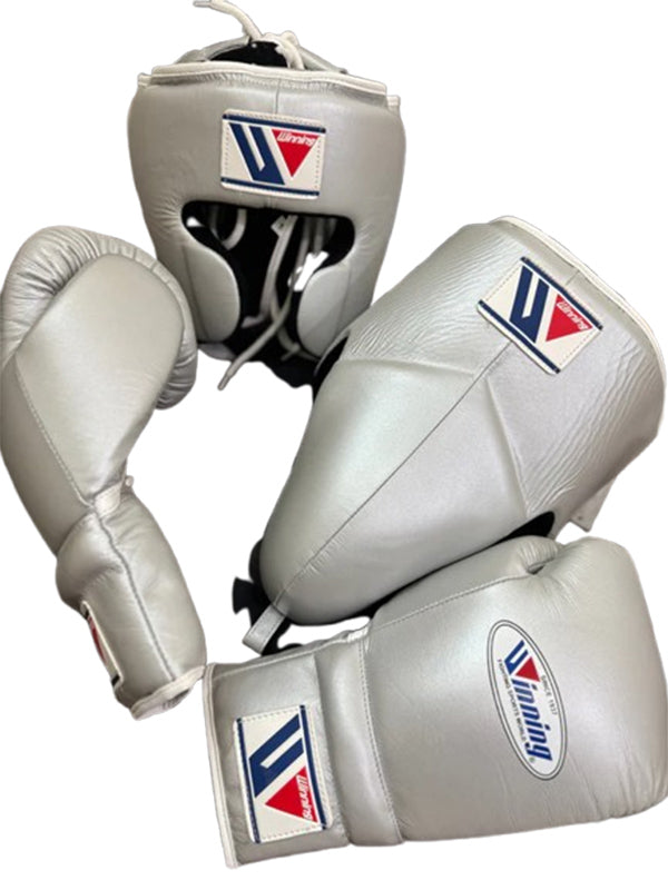 Metallic Silver Custom Handmade Boxing Sparring Kit | Winning | Premium Quality | Personalise Your Name | Flat 50% OFF